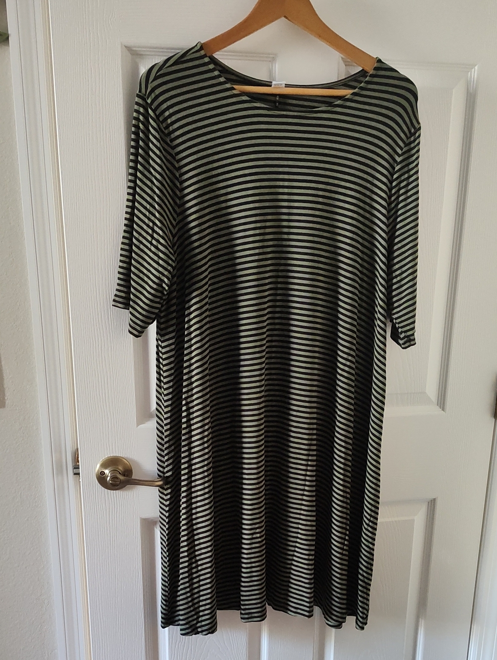 Old Navy Black and Olive Striped Midi Dress